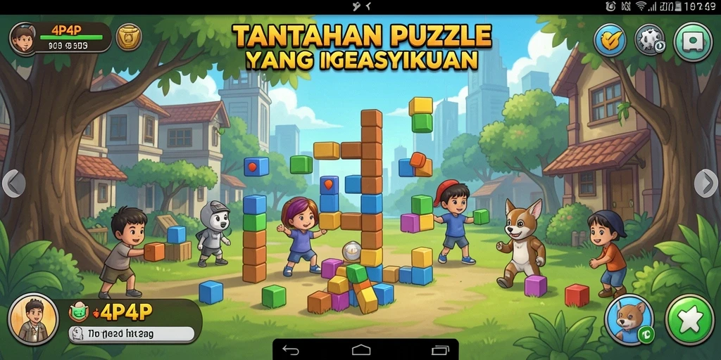 Screenshot gameplay 4P4P menampilkan tantangan puzzle yang menarik.