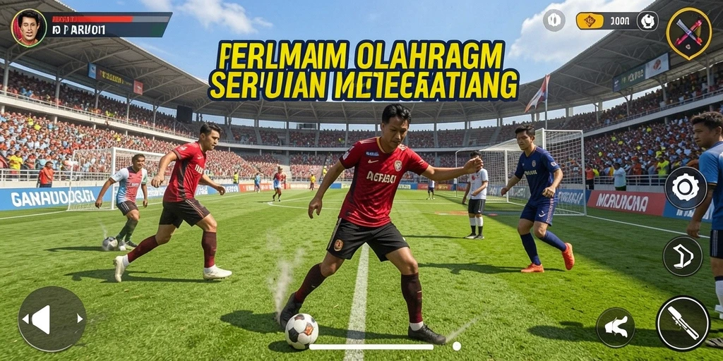 Menampilkan gameplay seru dalam permainan olahraga interaktif.