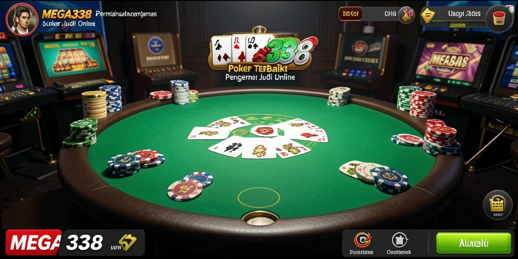Tampilan gameplay poker yang seru dan interaktif di MEGA338.