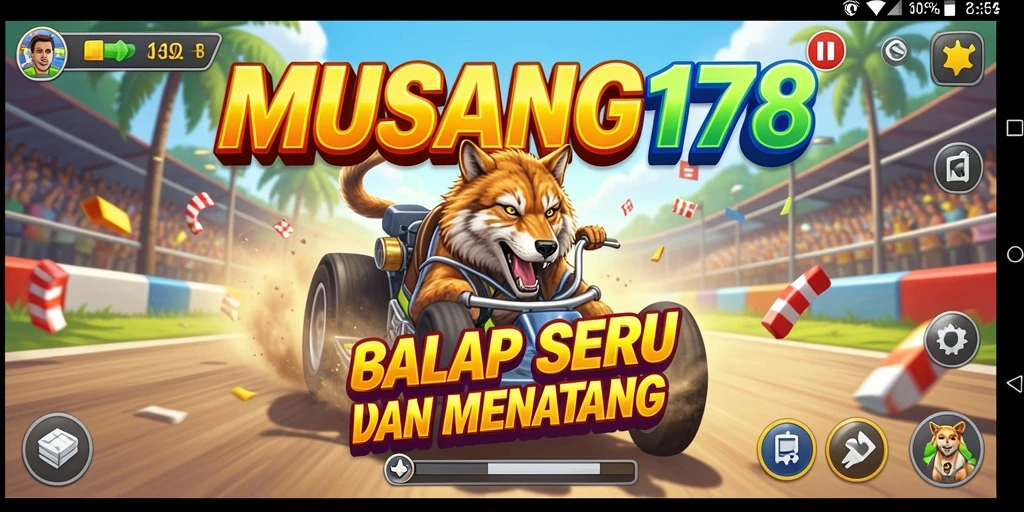 Tampilan gameplay <strong>MUSANG178</strong> yang menegangkan di lintasan balap.