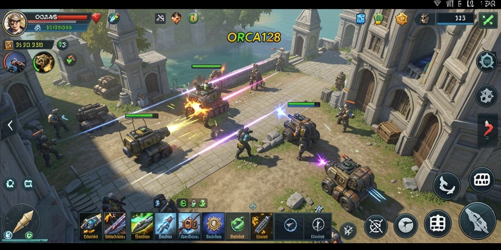 Tampilan antarmuka gameplay seru dalam ORCA128.