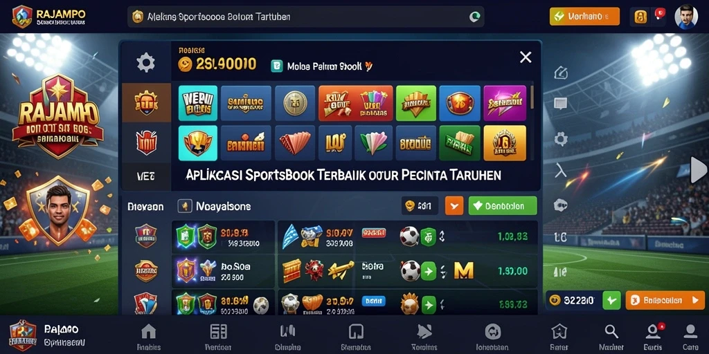 Tampilan utama gameplay RAJAMPO dengan taruhan olahraga yang menarik.