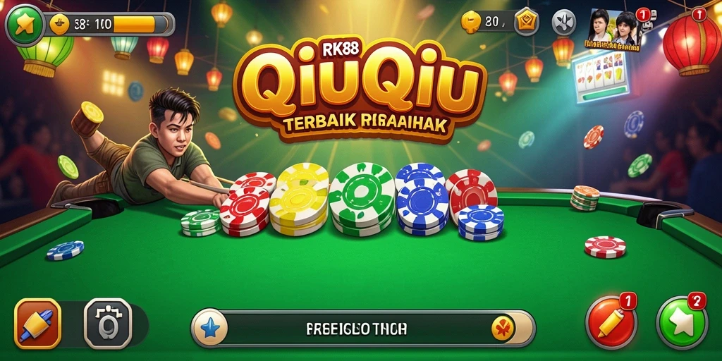 Screenshot utama RK88 menampilkan serunya gameplay QiuQiu.