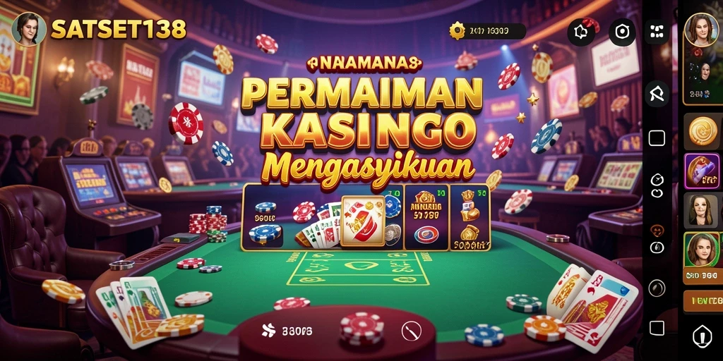 Screenshot utama gameplay SATSET138 menampilkan suasana kasino yang mendebarkan.