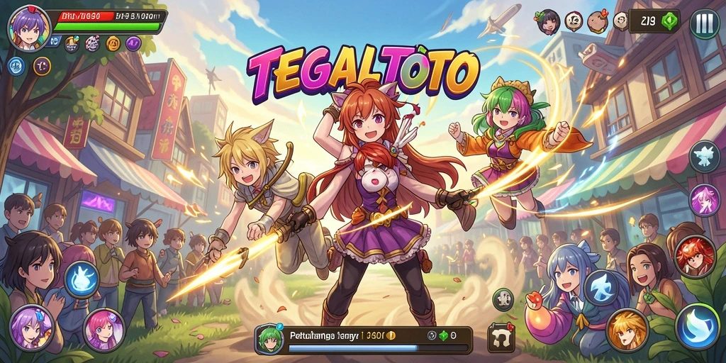 Screenshot gameplay TEGALTOTO menampilkan pertarungan karakter anime yang seru.